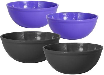Morvi Plastic Mixing Bowl Wonder Plastic Sigma Combo 4 Microwave Safe, 4 Pc 1300 & 650 ml, Grey Violet