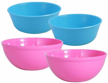 Morvi Plastic Mixing Bowl Wonder Plastic Sigma Combo 4 Microwave Safe, 4 Pc 450 & 650 ml, Cyan Pink