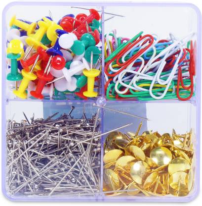 CHROME Transperant Box Medium Metal Clip & Pin Utility Combo Set