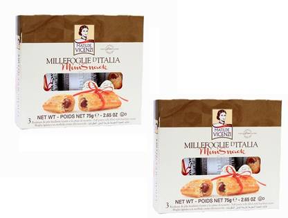 Vicenzi Mini Snack with Hazelnut Cream | 75g (Pack of 2 )|(Imported ) Cream Filled Biscuit