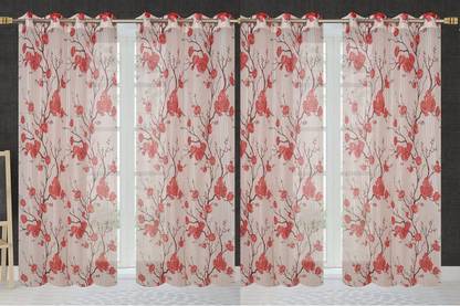 Curtlane home décor 152 cm (5 ft) Window Polyester Semi Transparent Curtain (Pack Of 4)