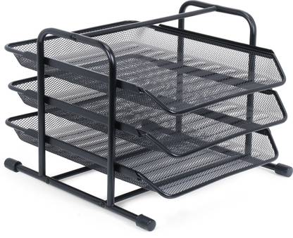 CHROME Multipurpose Trays 3 Compartments Metal Mesh Document Tray