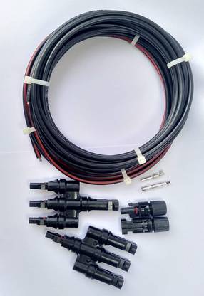 Kenbrook Solar XPLE 4 MM DC Wire with 3 in 1 MC4 Connector (5 + 5 Meter) 4 sq/mm Black, Red 10 m Wire