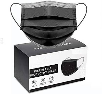 DM SPECIALLY FOR SPECIALIST Disposable Surgical 3 Ply Mask Black With Soft Earloop Non-Reusable, Water Resistant, Non-Washable Surgical Mask With Melt Blown Fabric Layer