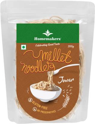 Homemakerz Jowar Millet Noodles - Gluten-Free & Preservative Free Noodles - 200 gm Hakka Noodles Vegetarian