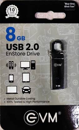 EVM ENSTORE USB 2.0 FLASH USB PENDRIVE 8 GB 8 GB Pen Drive Compatible with Desktop Computer, Laptop, Mobile USB 2.0 Metal Case
