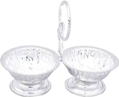 KMJ pure silver kumkum haldi holder / roli chawal box for puja (wt. 16-17 grams) Silver