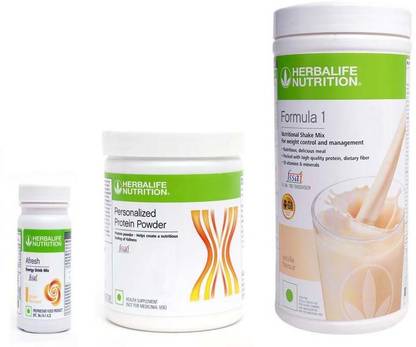 Herbalife Nutrition Formula 1 Shake Vanilla Flavor With Protein Powder+ Afresh Energy Drink Ginger Plant-Based Protein