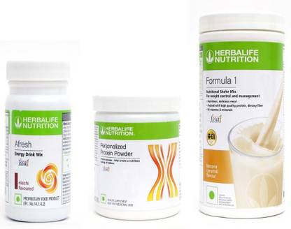 Herbalife Nutrition Formula 1 Shake Banana With Protein Powder And Afresh Energy Drink Elaichi Plant-Based Protein