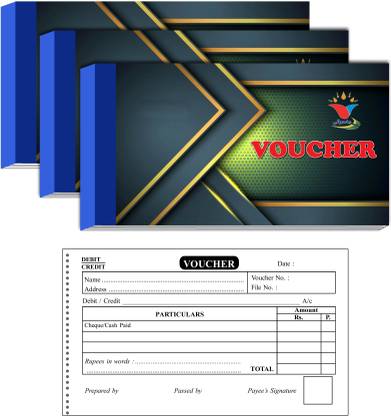 ANVIS Debit/Credit Perforated Voucher Book | 18.5 × 10.5 cm 50 Sheets (Pack of 3) 1-Part Debit Credit Voucher Pad