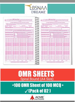 200 OMR Sheets Spiral (A4 Notebook For 100 MCQs ) By ACME AUTHORS