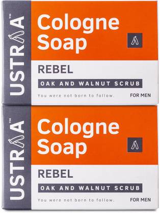 USTRAA Rebel Cologne Soap with Oak & Walnut Scrub, For Deep Cleaning & Mild Exfoliation