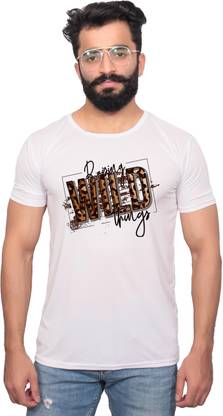 Graphic Print Men White T-Shirt