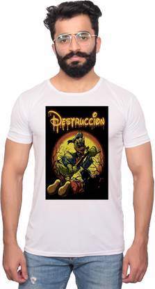 Graphic Print Men White T-Shirt