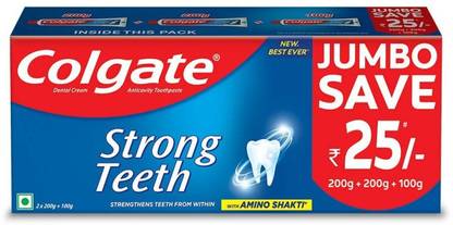 Colgate Strong Teeth With AMINO SHAKTI JUMBO SAVE 500 GM Toothpaste