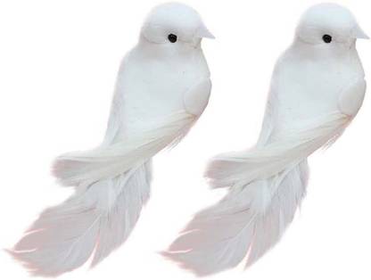 R H लाइफस्टाइल 2 Pcs Artificial Foam Feather White Birds for DIY Craft Home Décor
