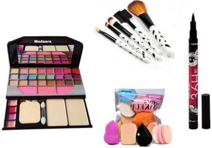 Madaara 6155 Makeup Kit + 5 Pcs Brush Set + 36 H Eyeliner + 6 in 1 Makeup Blender (4 Items in the set)