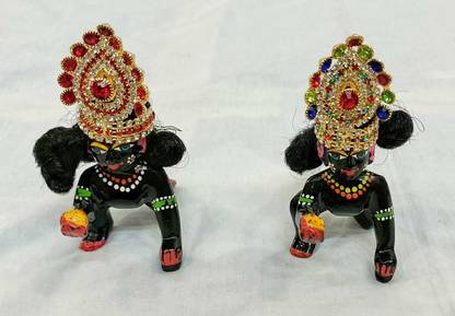 DURGA HOSIERY Heavy Diamond Stone Desighner Mukut, SET OF 2 Deity Ornament