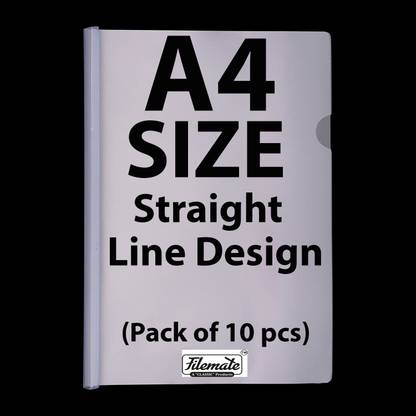 FileMate A4 size Strip File(Pack of 10 pcs)(Size: 12 X 8.75 inch)(Lining Design)(White and Transparent) / Report File / Project File