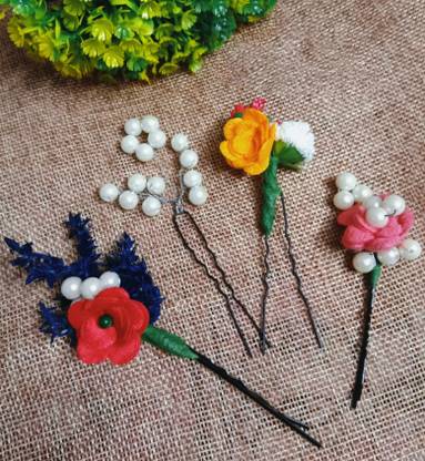 Untouched wedding flower hair pin bridal Pins for and women's (Pack Of 4) Hair Pin