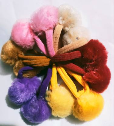 Style Collection 12 Pompom Braids & Ponytail Rubber band of multi coloured for Teens age Girls Rubber Band
