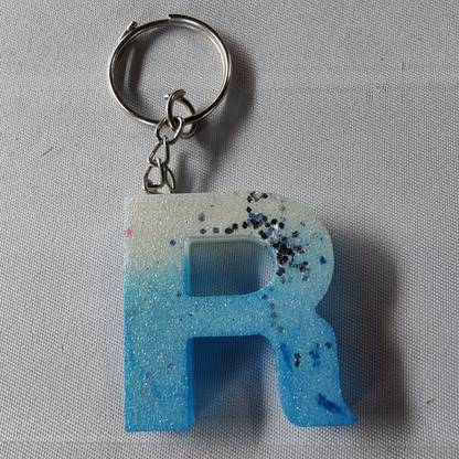 sabrang jaipur Alphabet,Resin Keychains UNISEX-WHITE BLUE PURPLE-r Key Chain
