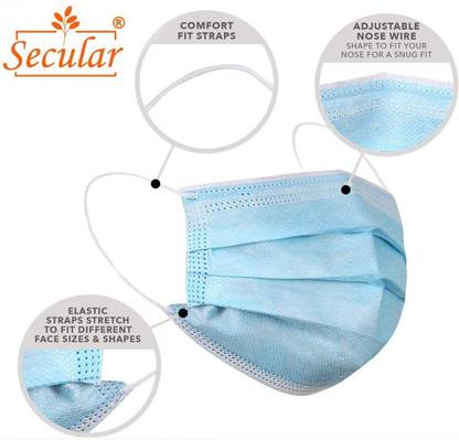 Secular High-Quality Surgical Mask, Blue - Best Medical Grade Mask, 150 Nos SEC-150 Surgical Mask