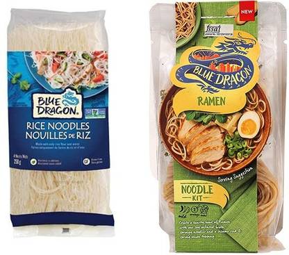 Blue Dragon Rice & Ramen Noodles 250&201g (Pack of 2) Imported Instant Noodles Vegetarian
