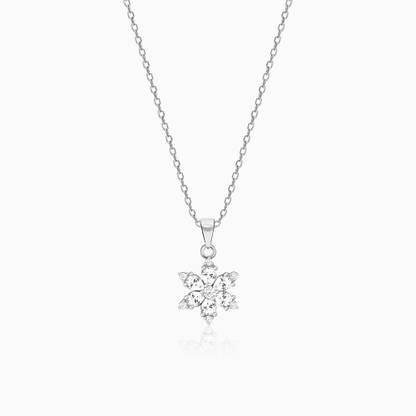 GIVA Sterling Silver Flowery Snowflake Pendant With Link Chain for Women And Girls Rhodium Zircon Sterling Silver Pendant