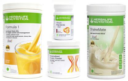 HERBALIFE Formula 1 Protein Shake Mango + Protein 200 + Shakemate + Afresh Elaichi Plant-Based Protein