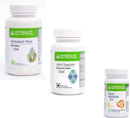 HERBALIFE Active Fiber - 90 Tablets + Joint Support 90 tablet + Afresh Gingar set of 3 Plant-Based Protein