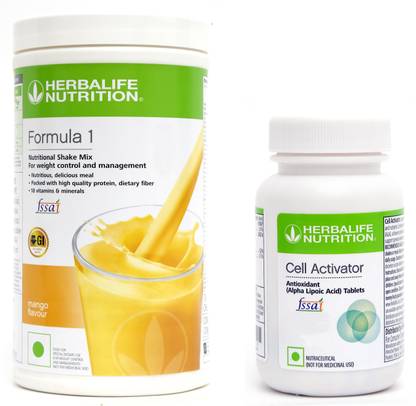 Herbalife Nutrition Formula1 Mango (500 gm) + Cell Activator 60 Tablets Set of 2 Plant-Based Protein