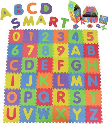 rozik Alphabets and Numbers EVA Foam Non Toxic Interlocking Puzzle Mat, 36 Pieces