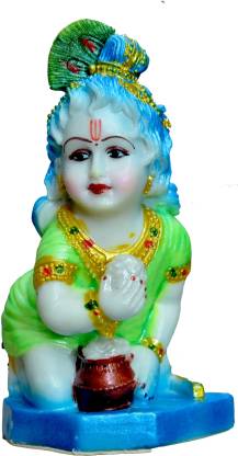 ATUT Makhan Chor Krishna Idol, in Medium Size, Unbreakable- 18 cm Decorative Showpiece  -  9 cm