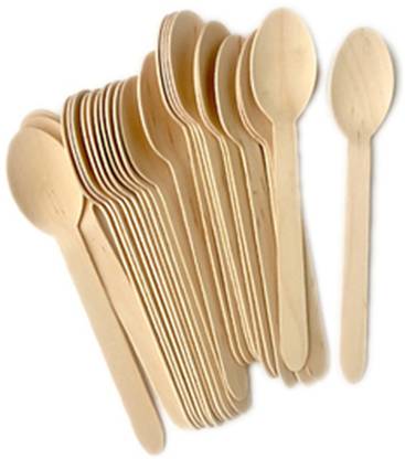 SM Exports India Disposable Wooden palm leaf Spoon - Pack of 25. Disposable Wooden Table Spoon Set