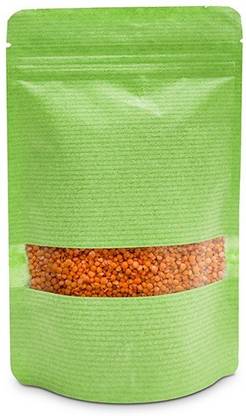 Udbhav Iddien Inc Green Stripper Stand UP Rectangle with Zipper Pouch 12X20 CM Pack of 100 Paper Storage Pouch