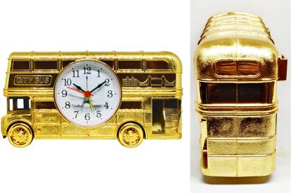 PaxMore Analog Gold Alarm Bus Single Table Clock
