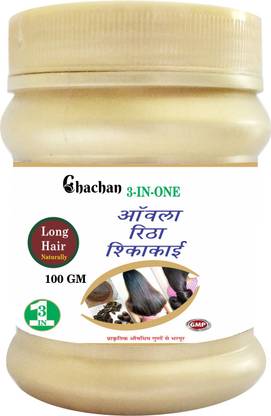 chachan 3 in one amla ritha sikakai powder 100 gm combo pack 5 pc=500 gm