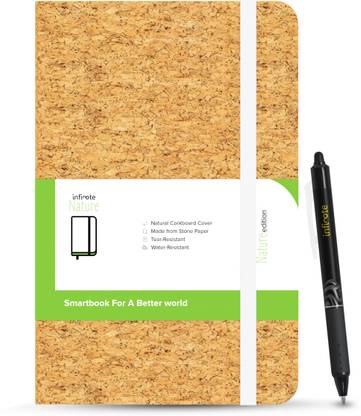 Infinote Nature Smart Reusable Stone Paper Notebook Cork Cover A5 Journal Ruled and Unruled 120 Pages