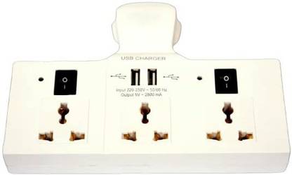 SEVENSPACE 3+3 MULTIPLUG SOCKET WITH 2 USB PORT 3+3 MULTIPLUG SOCKET WITH 2 USB PORT Three Pin Plug (White) Three Pin Plug
