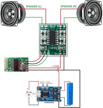 Kehubaa PAM 8403 Amp + Bluetooth Module + Speaker + Battery + TP4056 Combo DIY Project Electronic Components Electronic Hobby Kit