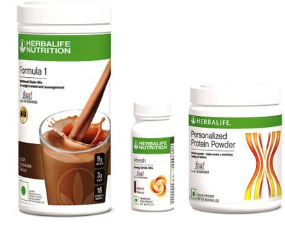 Herbalife Nutrition FORMULA 1SHAKE CHOCOLATE &PROTIEN POWDER 200 G AFRESH ENERGY DRINK ELAICHI Plant-Based Protein
