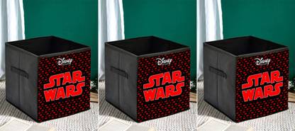 KUBER INDUSTRIES Storage Box Star War Printed Multipurposes Storage Box With Handles-Pack of 3(Black) HS43KUBMART026295