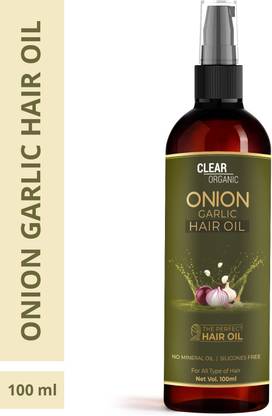 Clear Organic Onion (Pyaaz) & Garlic (Lehsun) Tail Hair Oil for Hair Regrowth  Hair Oil