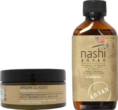 NASHI Argan Shampoo 200ml+ Argan Classic Deep Infusion 250ml Pack of 2