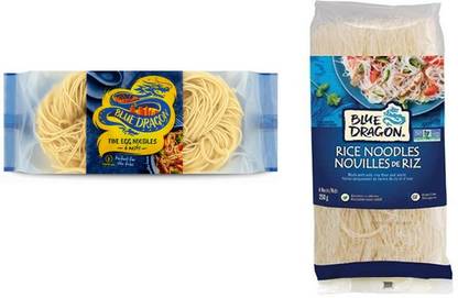 Blue Dragon Fine Egg &Rice Noodles 300g&250g (Pack of 2) Imported Instant Noodles Non-vegetarian