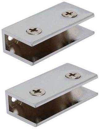 SIA COLLECTIONS Rectangle Shape Glass shelf U Bracket|Brass Product CHROME PLATING|For 6MM GLASS 2 Inches Shelf Bracket