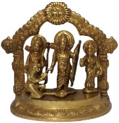 SUPRAS Brass Shri Ram Darbar - Rama Sita Laxman and Hanuman Murti for Pooja Decorative Showpiece  -  17.78 cm