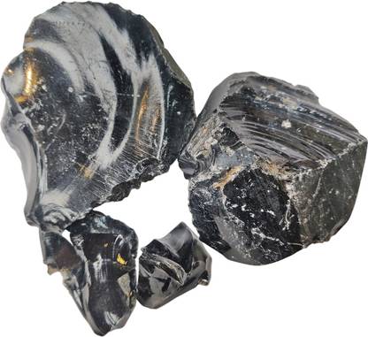 9dzine Black Obsidian Raw Rough Stone 1 Kg,Obsidian Raw Crystal Stone for Vastu,Healing Polished Asymmetrical Crystal Stone