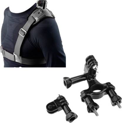 quikprof Bike mount+3 and Shoulder Strap Mount Harness for Gopro, YI, SJCAM (Combo) Strap